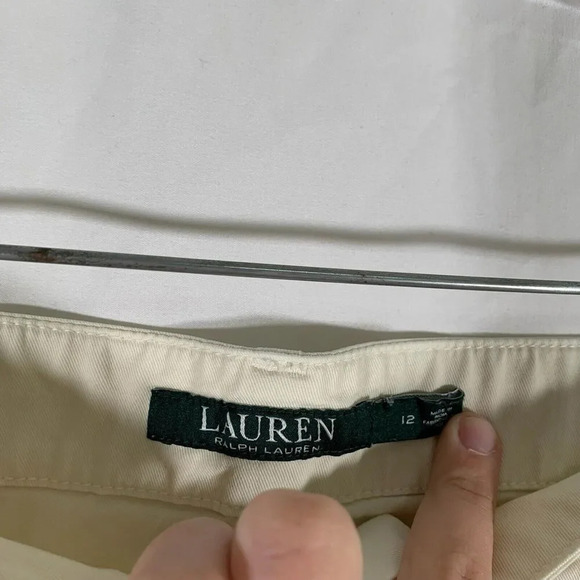 Lauren Ralph Lauren Pants Women's 12 Off White Chino Fitted Ankle Pockets - Picture 5 of 9